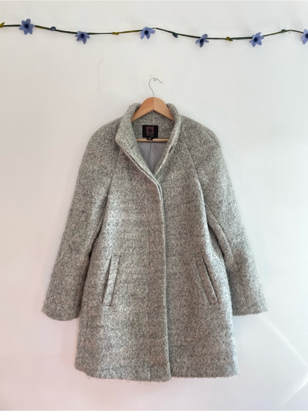 Anne Klein Grey Bouclé Wool Blend Jacket - S